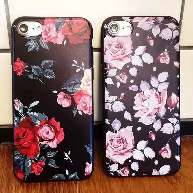 Люкс Ретро Розы Телефон Case Для iphone 7 плюс 6s 6 Плюс 5S 5 SE Розовая Роза Цветы Шаблон Soft