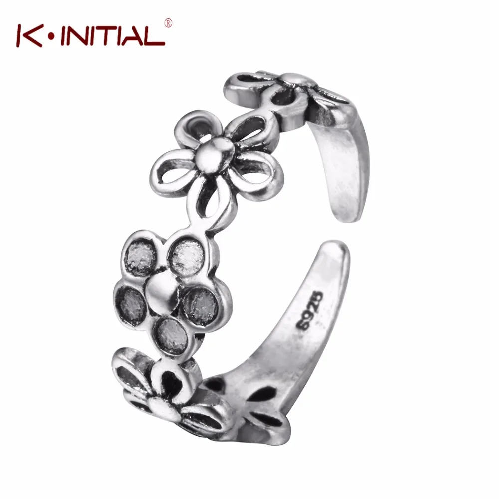 Женское кольцо с цветком Kinitial Винтажное на палец красивые вечерние ювелирные