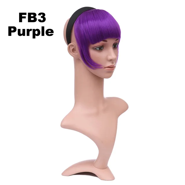 FB3 Color Purple Girlshow синтетические волосы заколка для волос короткой бахромой с плетеная головная повязка для волос тупым взрыва FB3 ", 16 Цвета 50 г(1 шт - Цвет: FB3 Color Purple