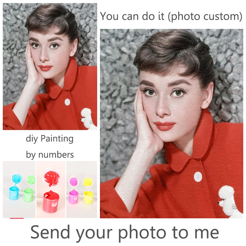 Персональная фотография на заказ DIY живопись по номерам картина Рисование Раскраска по номерам Акриловая кошка для взрослых с рамкой