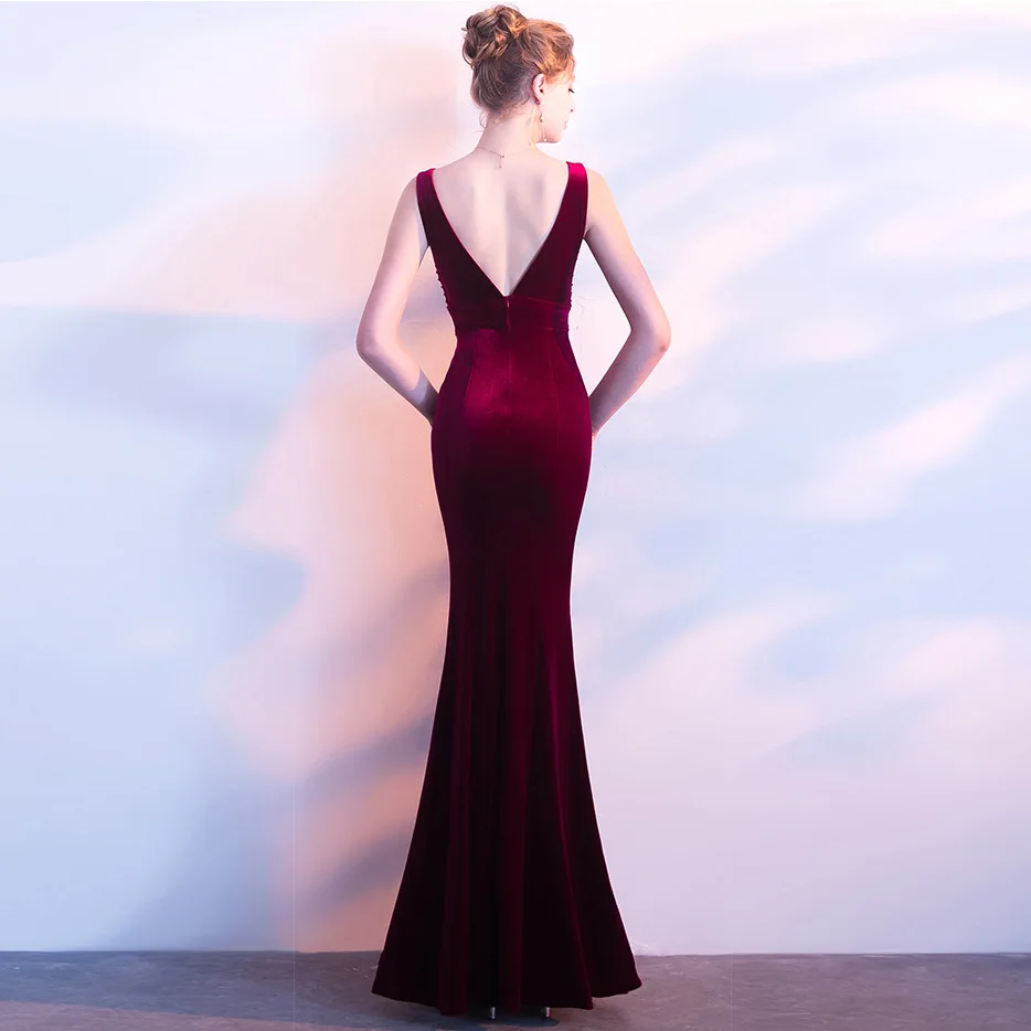 Бархат 2018 Для женщин платья пикантные элегантные Bodycon Русалка одеяние Пром