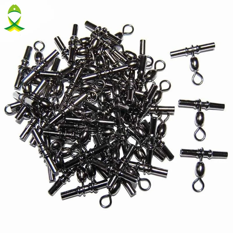 

JSM 20pcs Cross Line Crane Fishing Swivel Brass With Black Nickle Fishing Cross-line Crane Swivels Connector Size 1 2 3 1/0 2/0