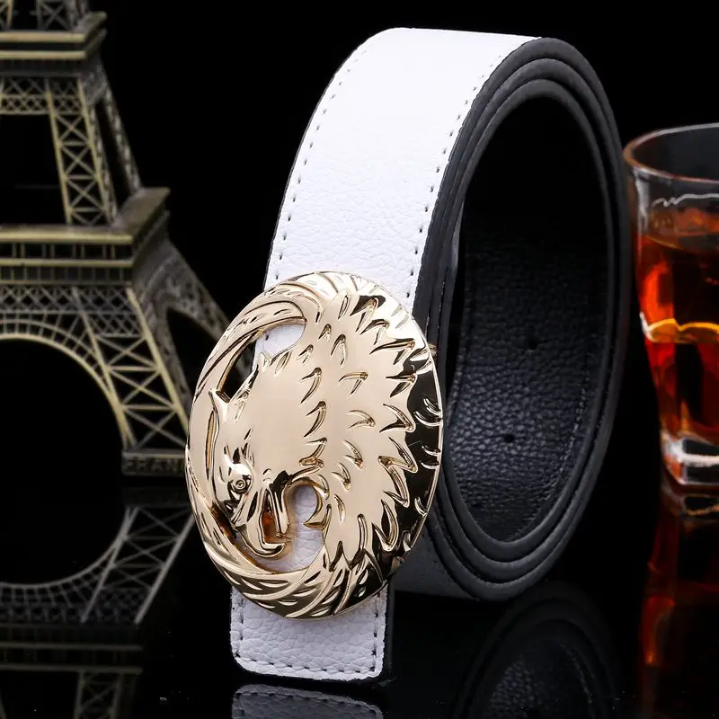 Ремень с гладкой пряжкой для мужчин и женщин дизайнерский ремень золотистого