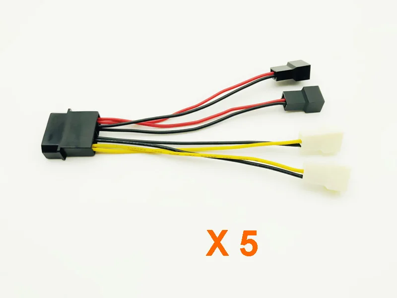 5 шт. Компьютерный Вентилятор силовой кабель 4Pin Molex на четыре 3Pin питания адаптер