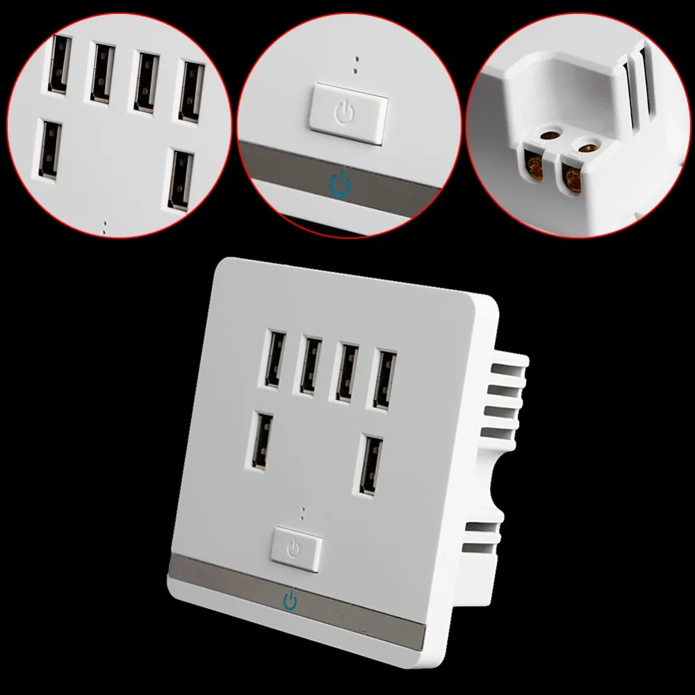Розетка сетевая с 6 USB-портами 3 4 А | Обустройство дома