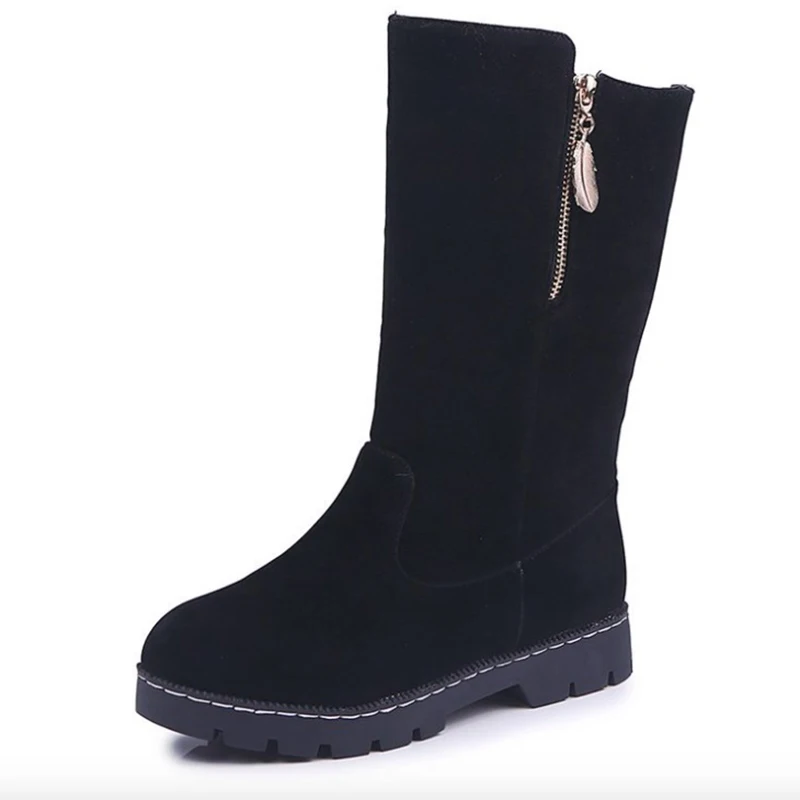 Женские ботинки 2018 модные женские зимние из флока кожаные дышащие теплые