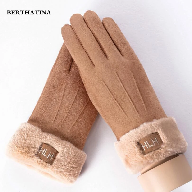 BERTHATINA новые женские перчатки зимние модные милые женские замшевые теплые перчатки рукавицы из кашемира женские наручные перчатки