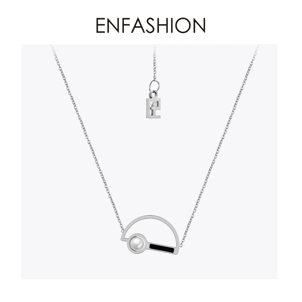 Enfashion жемчужное ожерелье-чокер для женщин золотого цвета с буквой D ожерелье s подвески из нержавеющей стали подарки для женщин ювелирные изделия ожерелье PD3009 - Окраска металла: Silver color