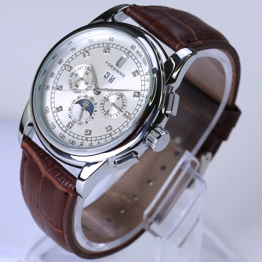 Часы наручные Forsining Мужские механические брендовые Роскошные автоматические с