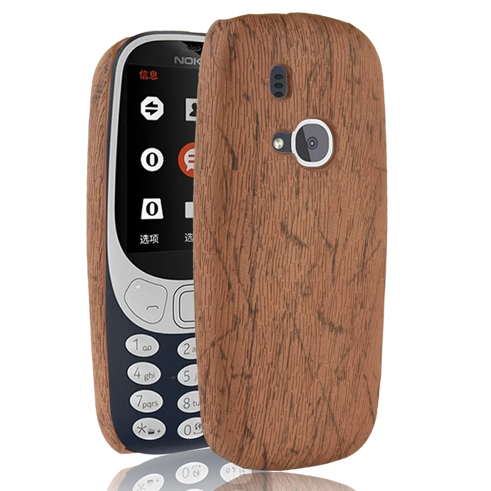 Для Nokia 3310 2017 Чехол Жесткий ПК + искусственная кожа ретро деревянный чехол для
