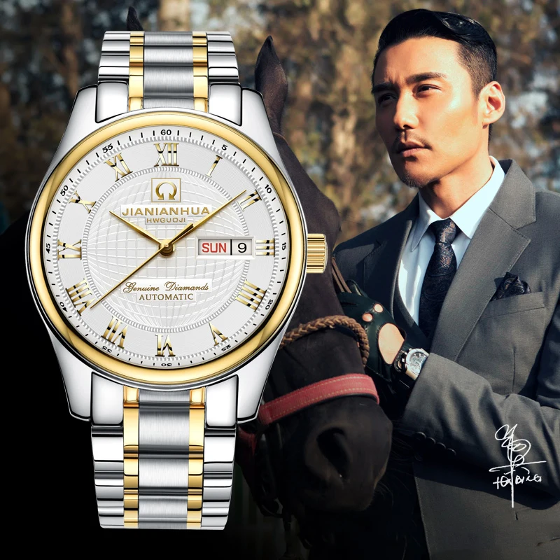 Часы мужские из нержавеющей стали водонепроницаемые автоматические|relogio