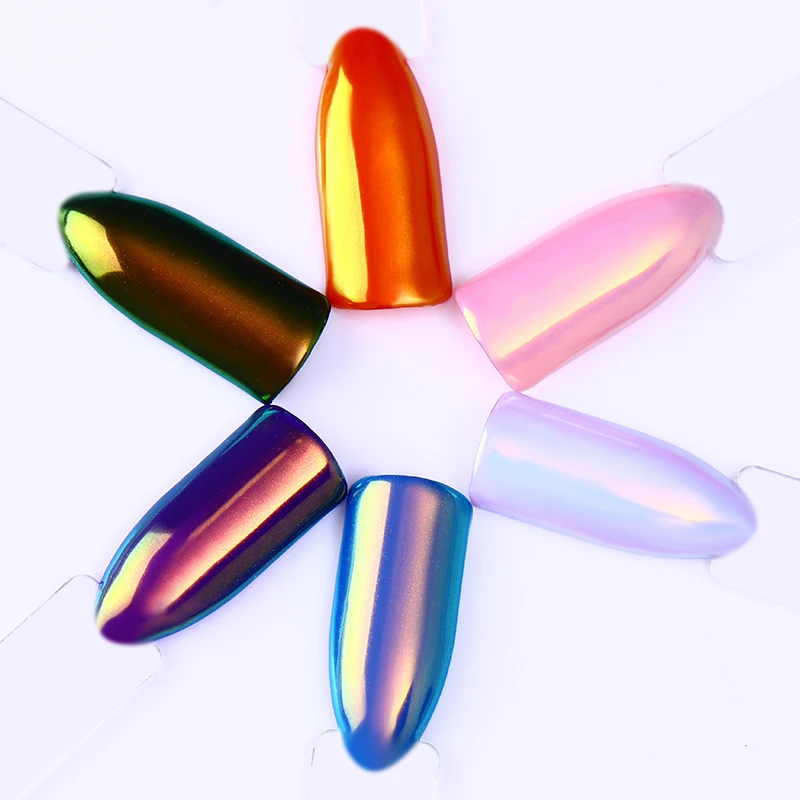Неоновый AB Цвет яркие блестки для ногтей порошок УФ Гель лак хромированный