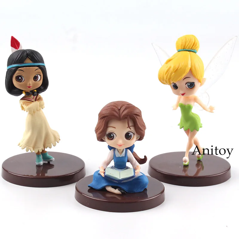 tinker bell in bag Qposket сказочная фигурка принцессы «Динь-Динь» Тигровая Лилия Belle Ариэль, Принцесса София, принцессы Авроры, а так же игрушка для маленьких девочек в возрасте от 3 шт./компл. 7,5 см - Цвет: tinker bell in bag