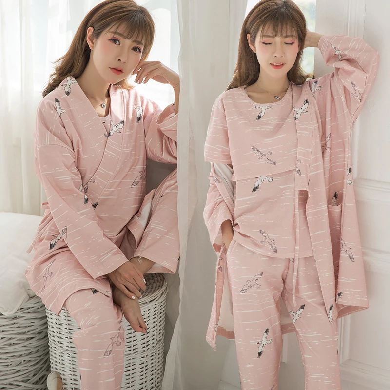 Женская пижама для беременных комплект одежды из 3 предметов пальто с принтом