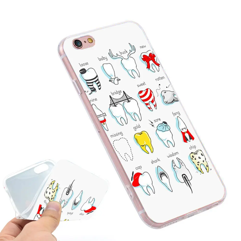 Чехол для определения зубов, зубных зубов для iPhone X, 5 S, 5S, XR, XS, Max, SE, 6, 6 S, 7, 8 Plus, мягкий силиконовый чехол для телефона