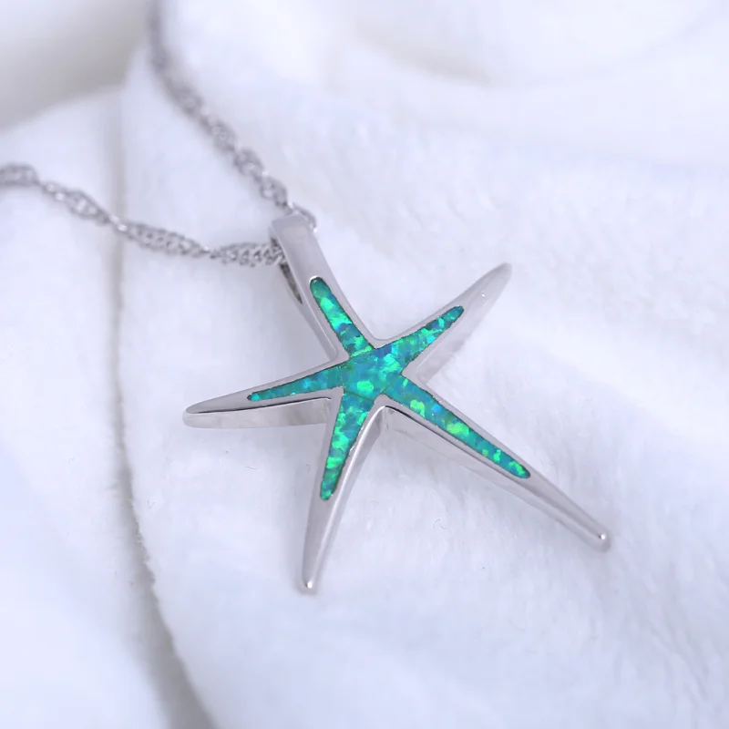 Ayowei юбилей Звезда дизайн кулон для женщин Зеленый Огненный опал 925 серебряное
