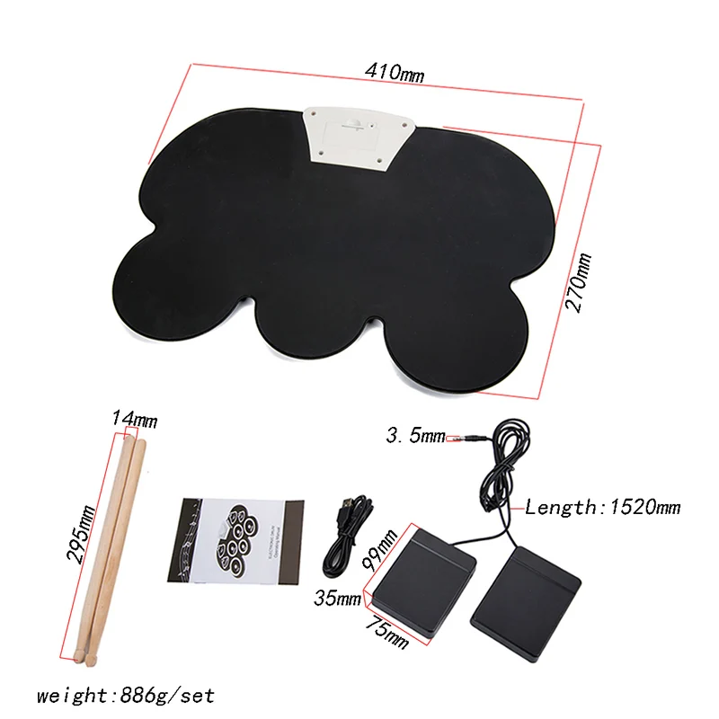 Новый электронный рулонный барабан Pad Kit Портативный Силиконовый складной с