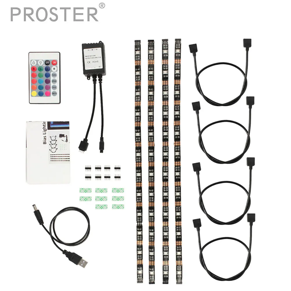 Proster 4x40 см питаемые через USB порт Светодиодные ленты RGB IP65 Водонепроницаемый Рождество стол Декор лампы лента светодиодный лента для ТВ фонового освещения