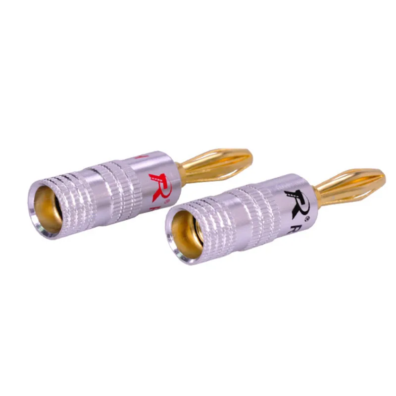 4pcs/lot Speaker Banana Plugs High Quality 24K Copper 4MM Plug Male Connector Adapter 50 Pairs Red+Black | Обустройство дома