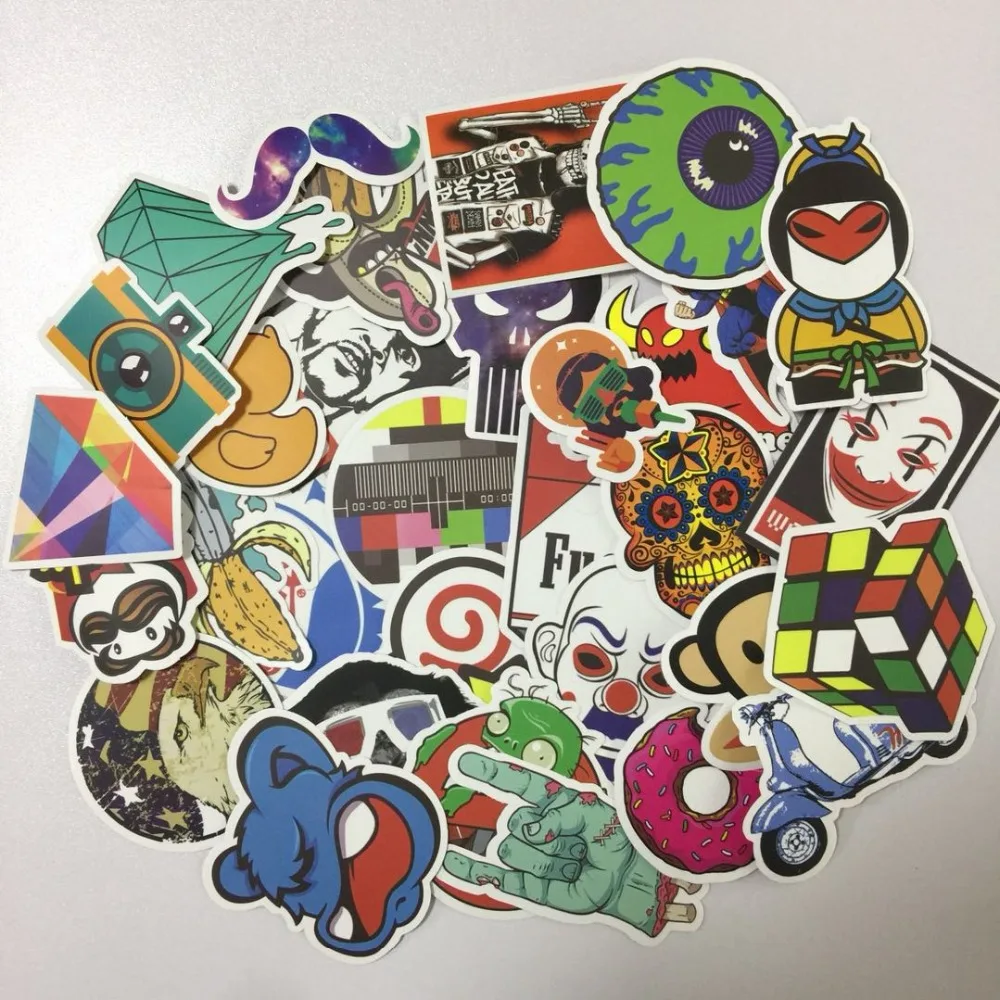 

50Pcs No repetition Pvc Cartoon Waterproof personality Stickers For Laptop Motorcycle Skateboard Luggage Guitar Decal Toy