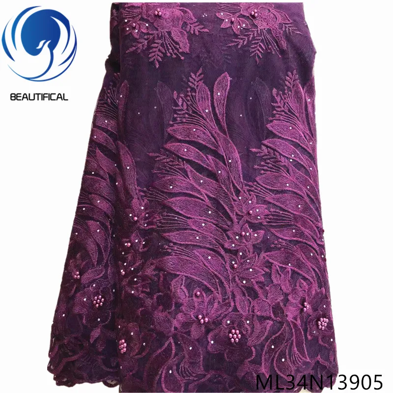 

BEAUTIFICAL Embroidery African Lace Tulle Fabric for Dress 2019 French Lace ML34N139