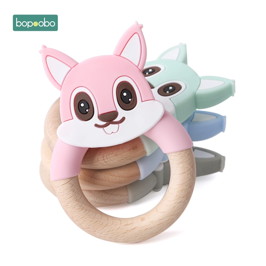 Bopoobo 1 шт., Прорезыватель для зубов, силиконовая белка, деревянные кольца, Прорезыватель для зубов, силиконовые грызуны, Прорезыватель для зубов, деревянный детский силиконовый Прорезыватель в виде мыши