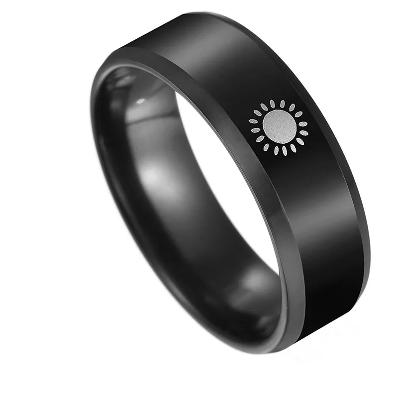 Кольцо с черным покрытием Солнца и Луны кольцо для пары Крутое Первенства Анель
