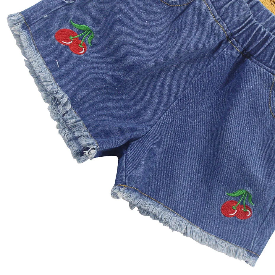 Джинсовые штаны для девочек летние укороченные в повседневном стиле детские с