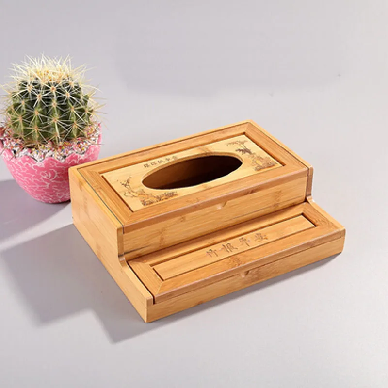 Тканевый ящик из бамбука в рустикальном стиле деревянный качественное откидное