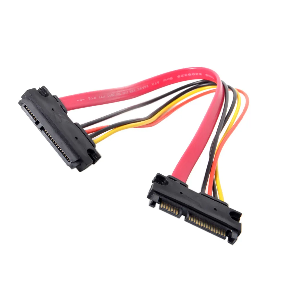 Кабель удлинитель для передачи данных CY SATA III 3 0 7 + 15 22 Pin папа мама 30 см красный