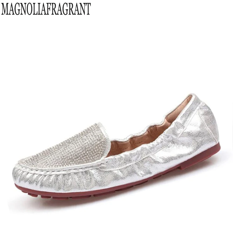 Новинка 2018 года сезон осень зима обувь в рулоне на плоской подошве со стразами