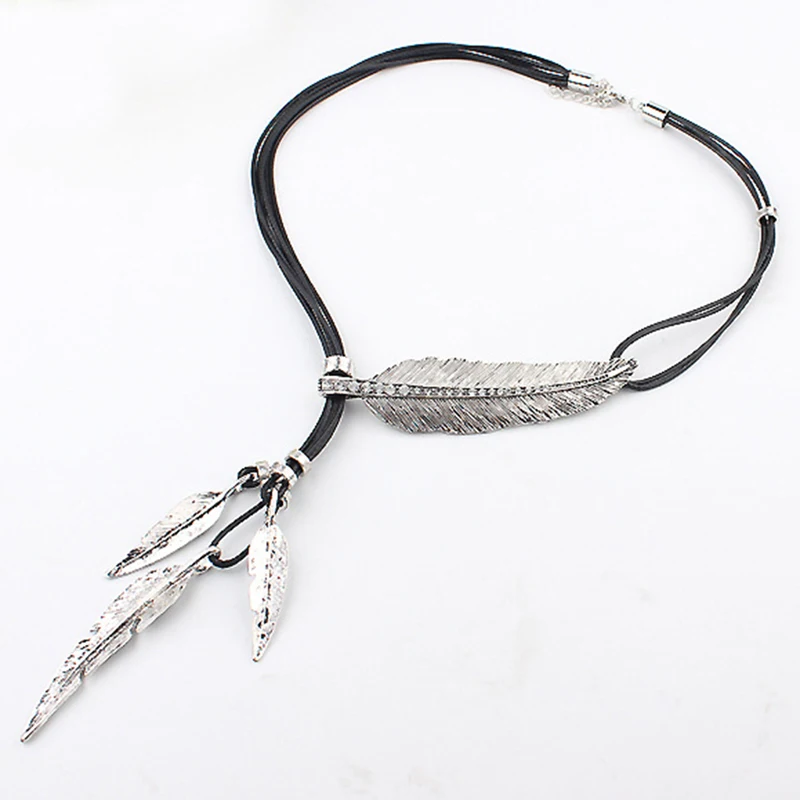 2018 Милая шикарная веревка перо Длинная подвеска на серебряной цепочке модное