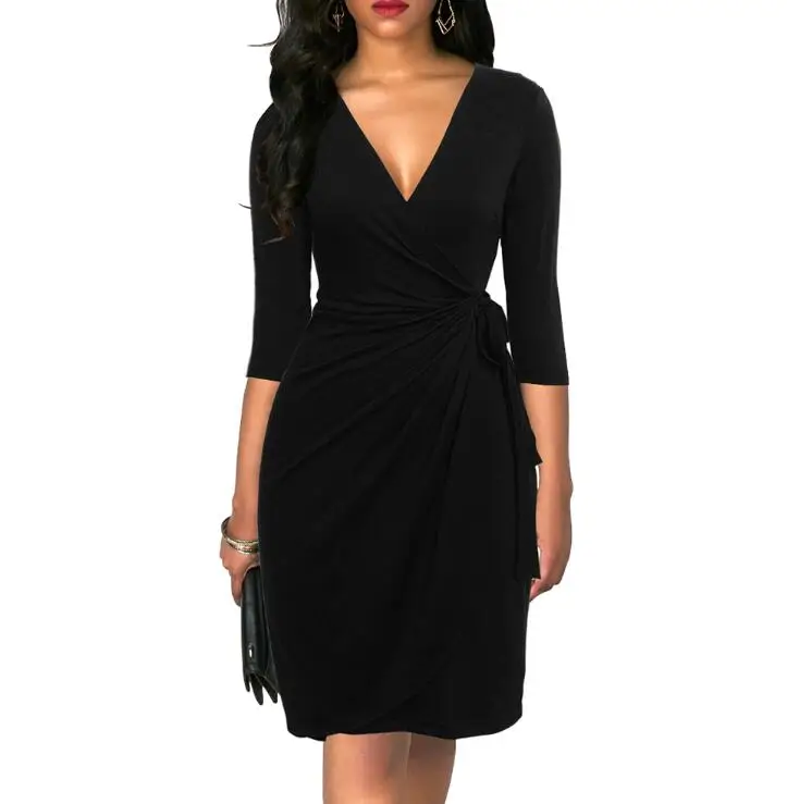 6083 Black Berydress Винтаж 50s Ruched женское платье с длинными рукавами черные скромные платья Элегантное узкое облегающее платье осень миди бордовые платья - Цвет: 6083 Black