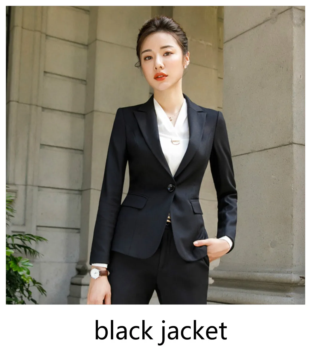 Black Blazer Зимний осенний Женский блейзер черного и серого цвета, модный Блейзер на одной пуговице, Женский блейзер, Женская офисная одежда - Цвет: Black Blazer