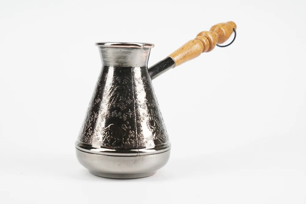 ТУРКА ДЛЯ КОФЕ медная с деревянной резной ручкой 200 мл.|turkish copper|turkish coffee potturkish copper