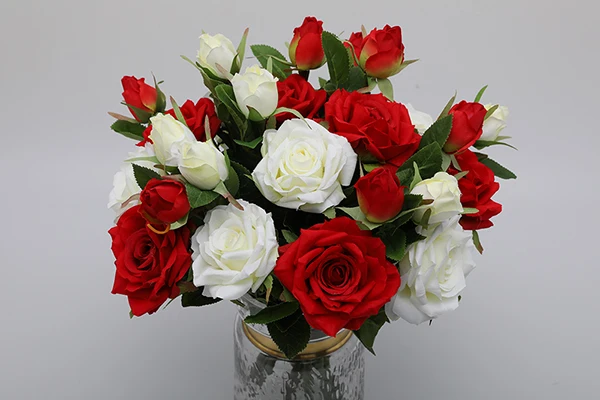Mixed 04 CHENCHENG, 10 шт./лот, 2 головки, розовые шелковые искусственные цветы для свадебного украшения, зимние искусственные большие красные цветы, домашний декор - Цвет: Mixed 04