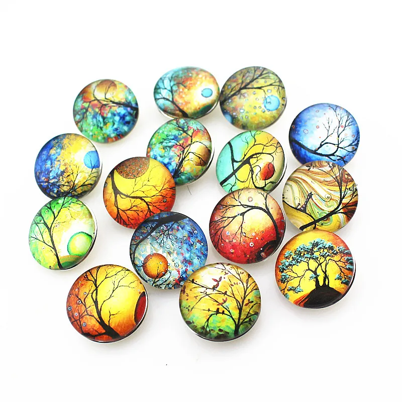 Новое абстрактное дерево оснастки кнопки амулеты подходят 18 мм имбирь браслеты