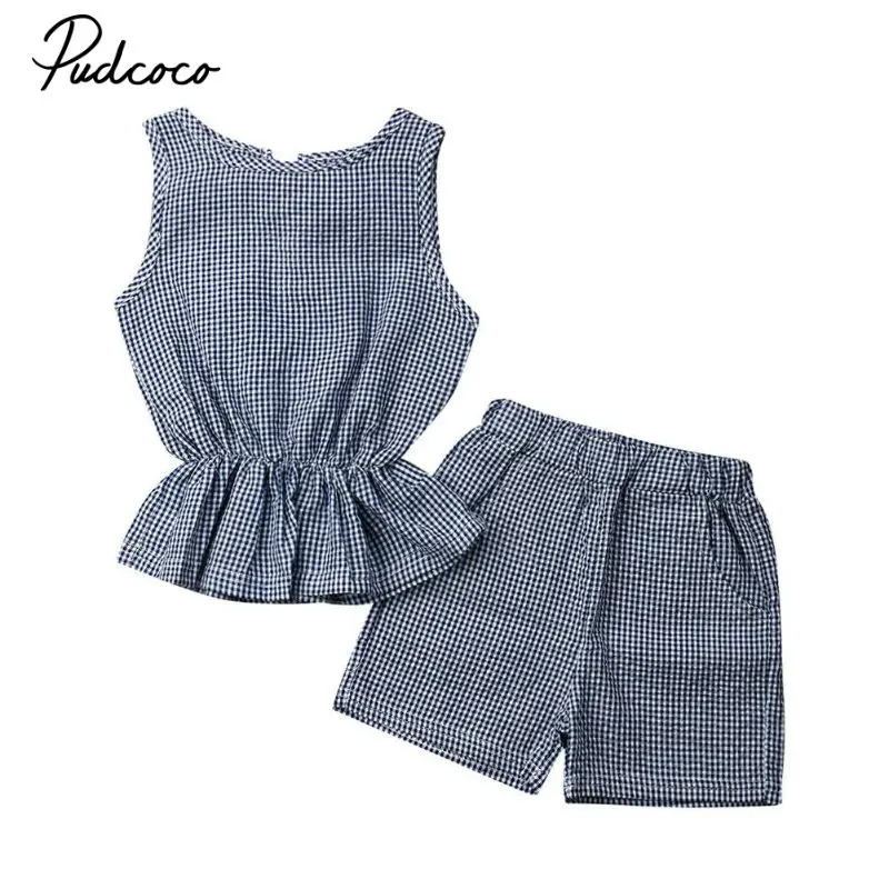 2 шт./комплект детские клетчатые шорты без рукавов | Мать и ребенок