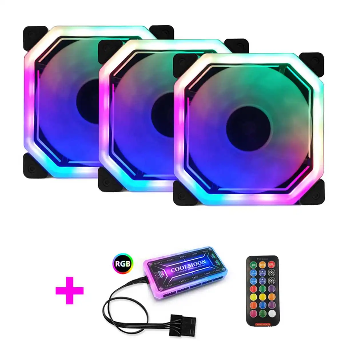 3pcs 6 шт. чехол для компьютера охлаждающий вентилятор RGB регулируемый светодиодный 120 мм тихий ИК-пульт дистанционного управления охлаждающий RGB чехол для компьютера вентилятор - Цвет лезвия: 3pcs