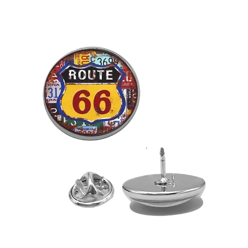 Suteyi Классическая Route 66 знаков булавки модные броши ручной работы со стеклянным