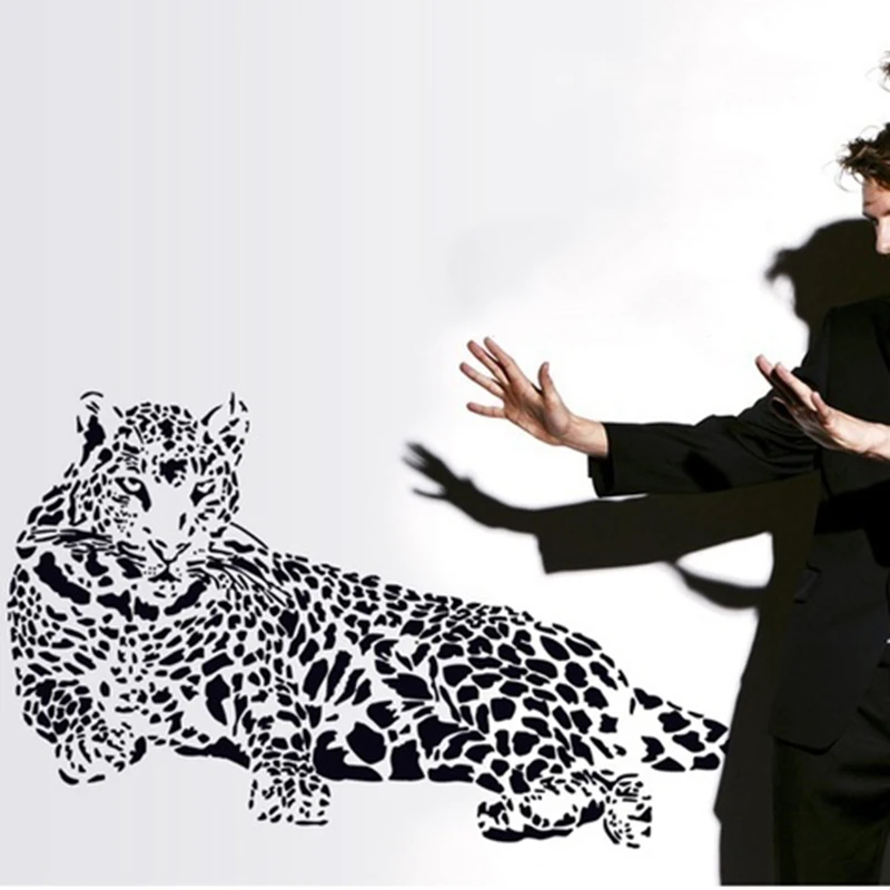 Модные черные ПВХ наклейки на стену Гепард Леопард 3D Съемные Наклейки стены