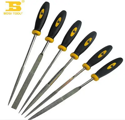

3"/140 Tools GCR15# Steel Quenched Hard Diamond Files Set w Rubber Handle