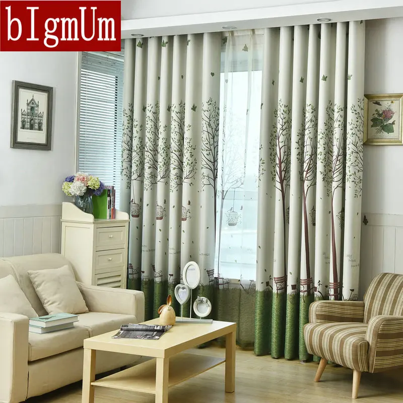 Печатные растения дерево шторы для гостиной/спальни/кухни затемненные детей
