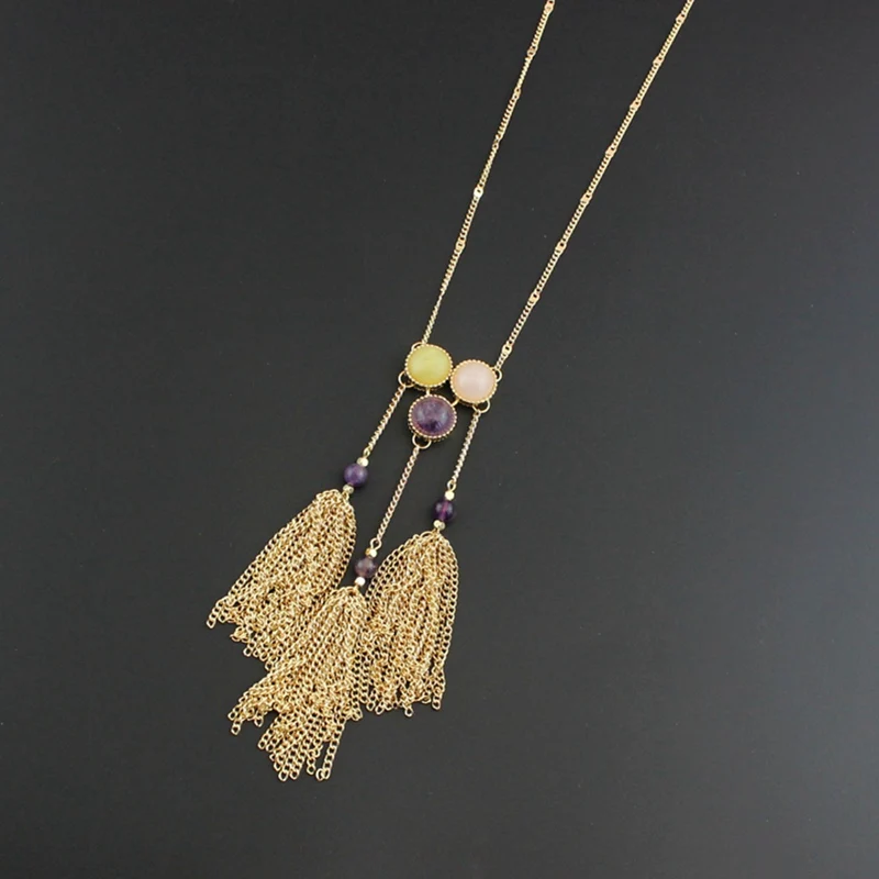 Женское Ожерелье LongWay кисточка золотого цвета новые модные ожерелья и подвески