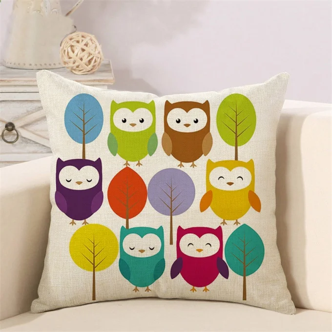 Наволочка ADQKCLY Lover's Owl из полиэстера и льна мультяшная сова украшения для дома