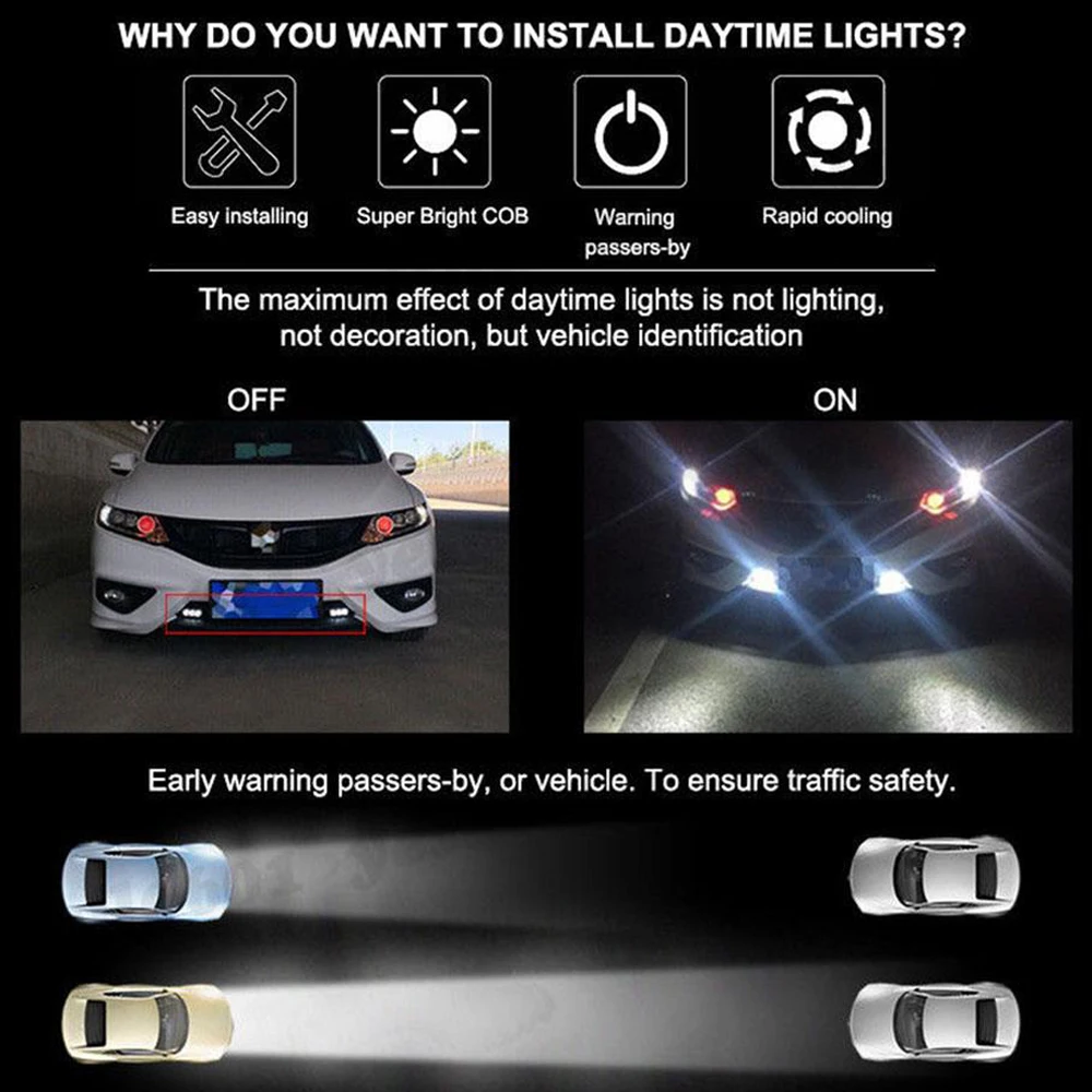 Автомобильные светодиодсветодиодный дневные ходовые огни Castaleca белый сигнал