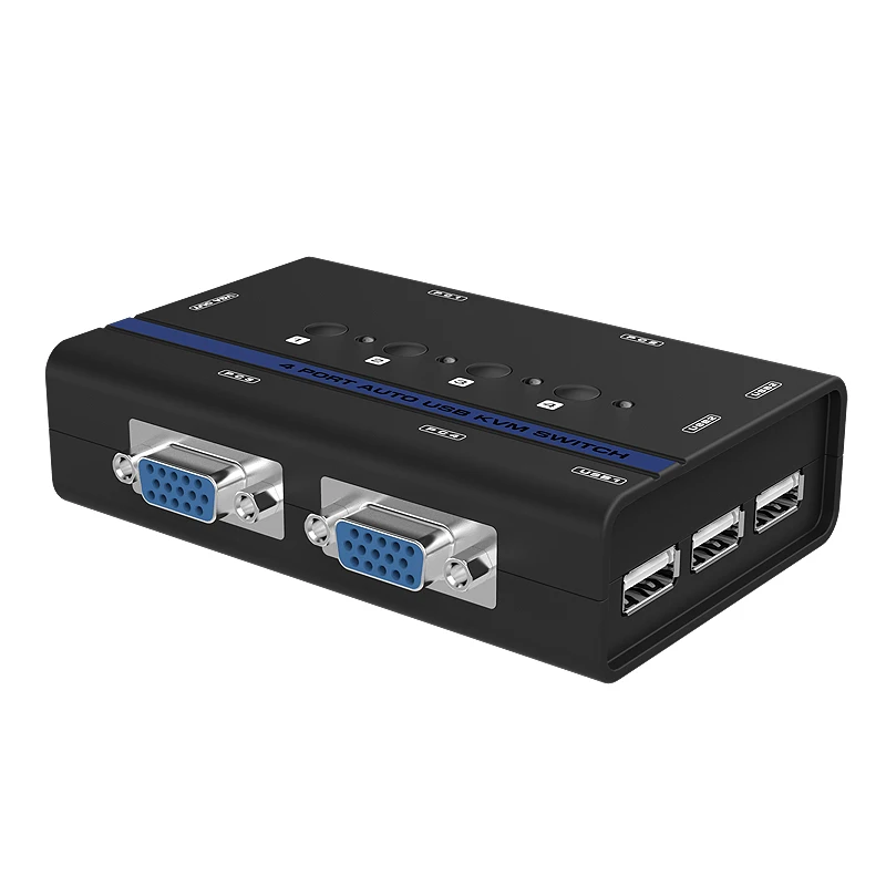 

Mt-viki KVM switch 4 in 1 out USB auto VGA computer switch 4 computers share keyboard mouse printer display with 4 free cable