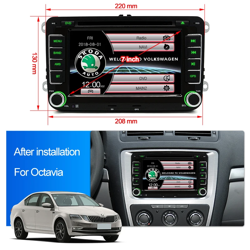 Awesafe 2 DIN 7 дюймов dvd плеер автомобиля Радио для VW/Skoda/Octavia/Altea/Мужские поло /Superb II GPS