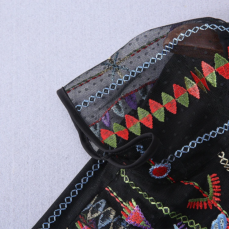 Высокое качество Мода новое летнее дизайнерское подиумное Платье женское с коротким рукавом Марлевое потрясающее платье с вышивкой