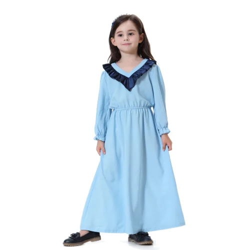 SKY BLUE Мусульманская детская одежда; abaya; милые детские длинные платья; длинное платье для девочек; халат; кимоно Jubah Ramadan; Ближний Восток; арабское исламское платье - Цвет: SKY BLUE